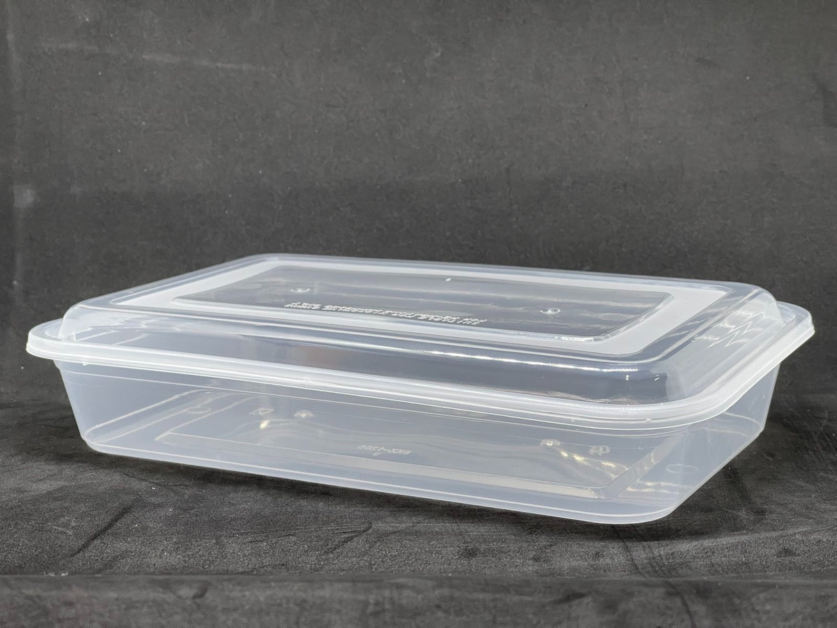 1500ml Clear Premium Rectangle Microwavable Container With Lid 150pcs 