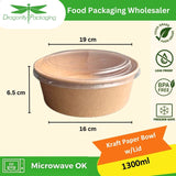 1300ml Kraft Paper Bowls with Lid 300pcs per Carton