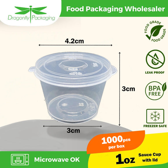 1oz Microwavable Sauce Container Hinged Cup 1000pcs per box