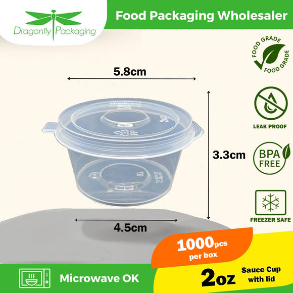 2oz Microwavable Sauce Container Hinged Cup 1000pcs per box