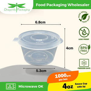 4oz Microwavable Sauce Container Hinged Cup 1000pcs per box