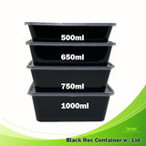 1000ml Black Rectangle Microwavable Container with Lid 300pcs per Carton