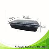 1200ml Black Premium Rectangle Microwavable Container with Lid 150pcs per Carton