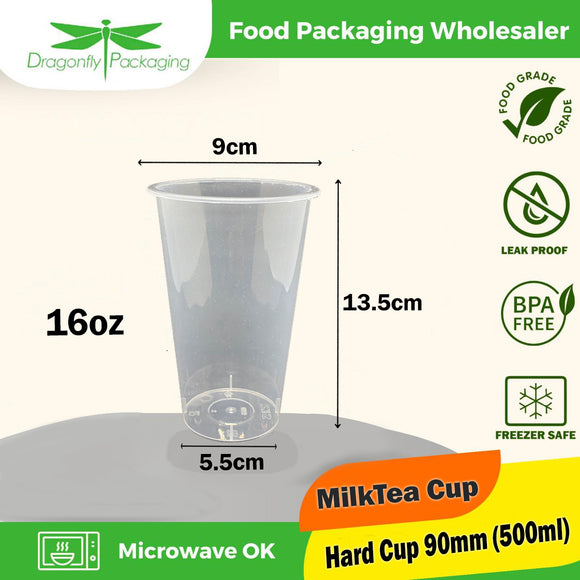 16oz Hard Cup 90mm (Wholesale 1 Box / 500 PCS) Cups/ Macao Cups / Boba Milk Tea Cup / 500ml cup